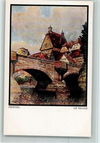 Nr. 49 - sign Prentzel - Am Neckar , Postkutsche AK