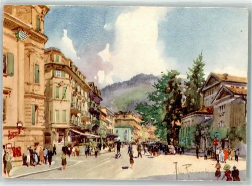 39012 Meran Merano 1952 Lithographie / Künstlerkarte Internationale Meraner Briefmarkenausstellung Teatro e Corso Liberta