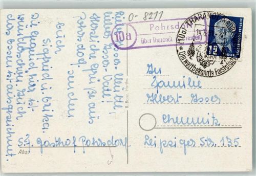 01737 O8223 Tharandt - Landpoststempel Pohrsdorf Hartha