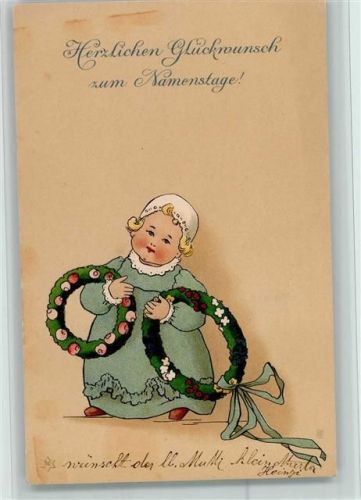 Mädchen mit Blumenkränze AK