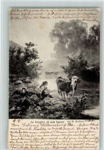 1909 Bäuerin mit einer Kuh, gute Erhaltung