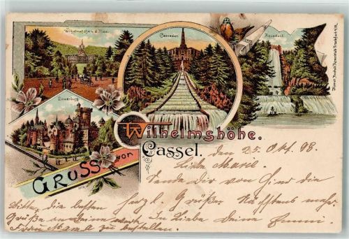Wilhelmshöhe 1898 Löwenburg Cascaden Aquädukt