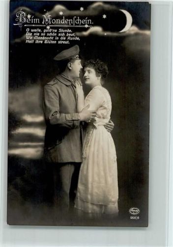 1916 Fotoverlag Amag Serie 956-6 - Beim Mondenschein , gute Erhaltung - Feldpoststempel Ersatzbatl. Inf. Rgt. 180 4. Kompagnie