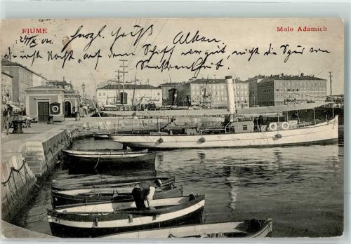 Rijeka 1904 Molo Adamich Dampfer Fischerboot