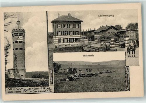 Münsingen 1919 Truppenübungsplatz Lagereingang Infanterie Turm Falkenhausen