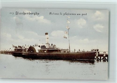 Blankenberghe 1918 Bateau de plaisance au port, Raddampfer gute Erhaltung AK