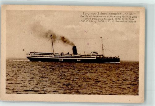 1922 Turbinen Schnelldampfer Kaiser Hamburg-Amerika-Linie Bordstempel 1922