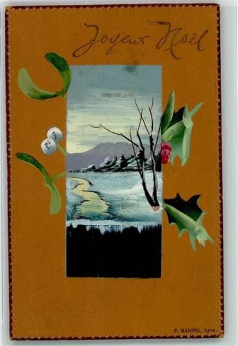 handgemalt Mistel Ilex Winter sign P. Martel