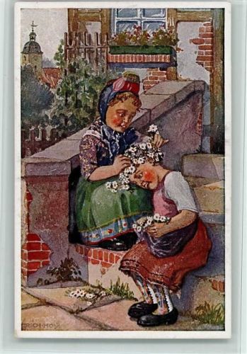 Hessische Trachten Nr. 231 - , Kinder mit Blumenkranz im Haar, gute Erhaltung AK