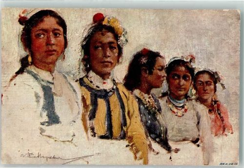Sofia Sophia Künstlerkarte Zigeuner aus der Umgebung sign. I.V. Mrkvicka