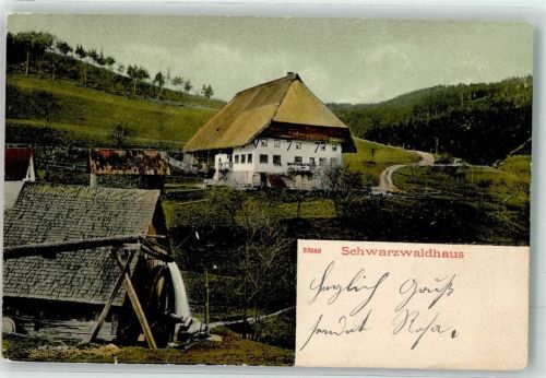 Baiersbronn 1905 Schwarzwaldhaus mit Wassermühle Ort lt. Stempel