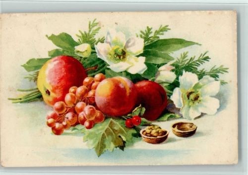 1931 Weintrauben, Blumen AK
