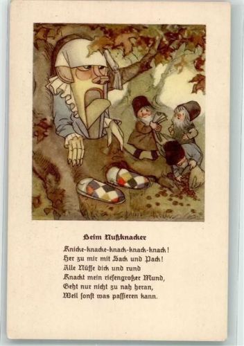 Nußknacker mit drei Zwergen Gedicht Beim Nußknacker Roswitha-Märchenkarte Nr. K 3