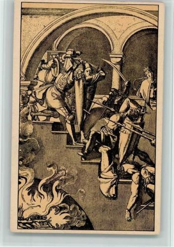 Nr. 94 - Peter Cornelius - Nibelungen im Kampf , gute Erhaltung Kunstwart Postkarte