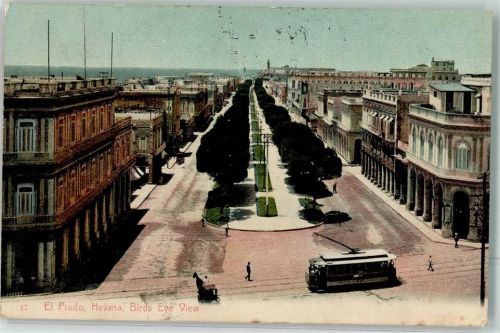 Havanna 1908 Vogelschau el Prado Straßenbahn