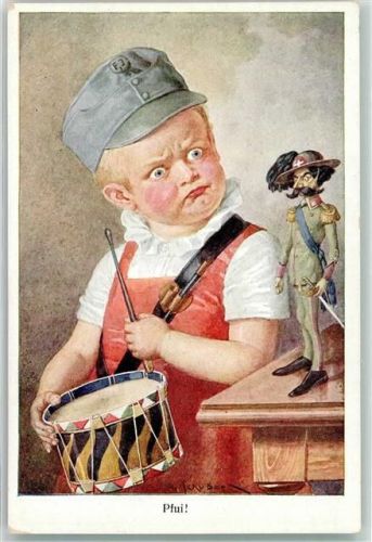 Kriegsfürsorgeamt Nr. 178 Kind als Trommler Pfui Puppen als Tiroler Soldat Propaganda WK I