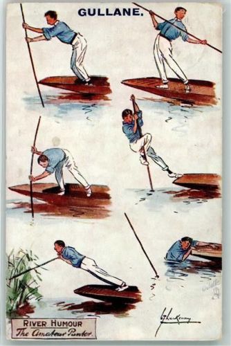 1910 Oilette Serie River Humour 9233 Wassersport sign. Thackeray Lence