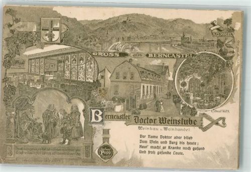 Bernkastel Gasthaus Berncastler Doktor Weinstube Lithographie