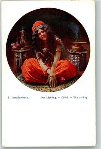 sign. Ismailowitsch Der Liebling Affe Haremsfrau Duftvase Moderne Russische Meister TSN R.M. 157