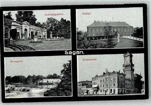 Sagan 1915 Ludwigsgarten Schloss Orangerie Kornmarkt Feldpost