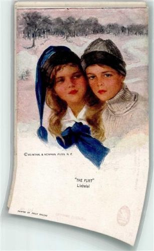 1909 Liebelei Mädchen und Junge Wange an Wange Hutmode Poesie Reinthal & Newman No.759 Scan verzogen