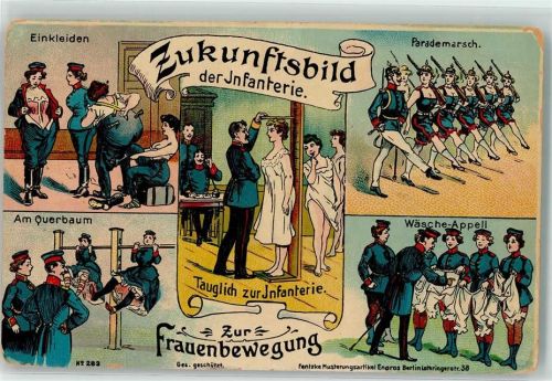 Zukunftsbild der Infanterie Frauenbewegung 1907 Gebrauchsspuren
