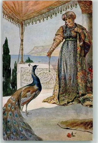 Die Eitelkeit Frau mit einem Pfau