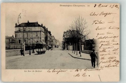 Besancon 1902 Straßenbahn Rue de Belfort