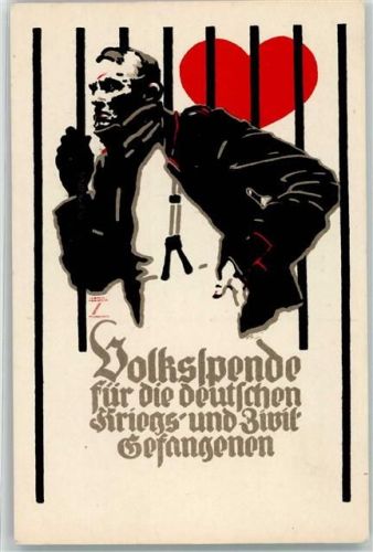 Volksspende Kriegs und Zivilgefangene Spende 1916 Künstlerkarte