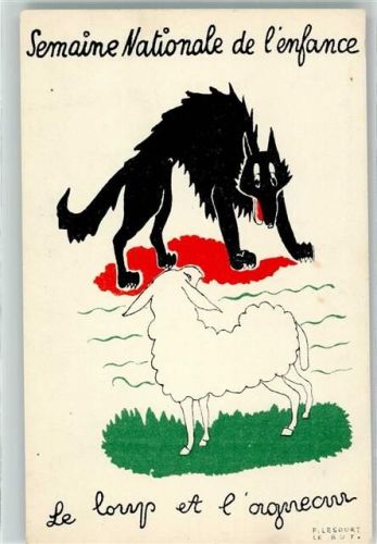 Kinderfürsorge Semaine Nationale de L`enfance sign. F. Lesourt Wolf und Schaf