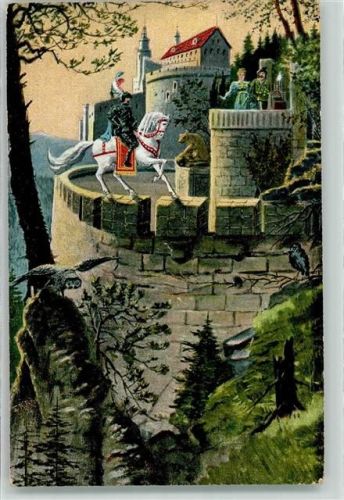 Hirschberg im Riesengebirge 1914 Burg Kynast + Stempel Sagen Der Ritt um die Burg
