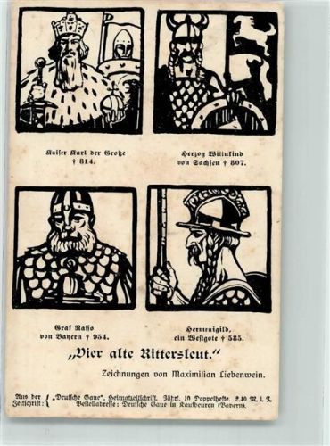 1924 Vier alte Ritter sign. Maximilian Liebenwein , aus der Zeitschrift Deutsche Gaue