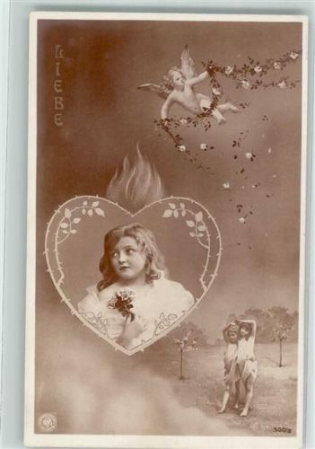 1906 Rosengirland Kinderpoesie Herz Liebe Verlag NPG Serie 500-2 Oranogravüre