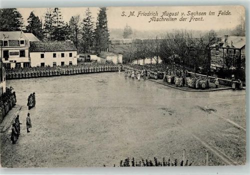1916 S.M. Friedrich August von Sachsen im Felde , abschreiten der Front Waldlager Adel Sachsen