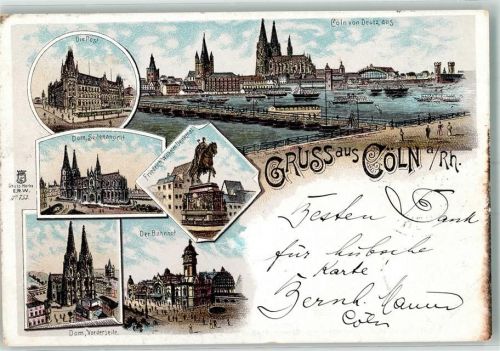 Köln Altstadt-Nord 103 1898 Postamt Dom Denkmal Fr.Wilhelm Bahnhof
