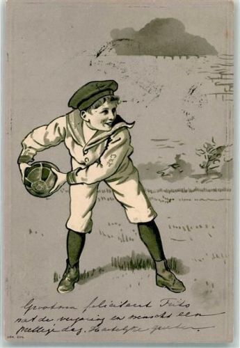 Junge mit Ball CY T Sport 1904 Prägedruck