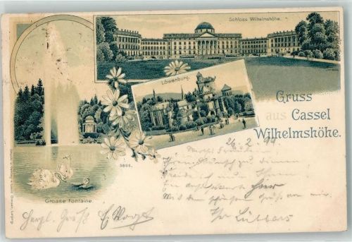 Wilhelmshöhe 1899 Große Fontaine Löwenburg Schloss Wilhelmshöhe