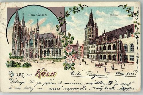 Köln Altstadt-Nord 103 Dom Rathaus Lithographie