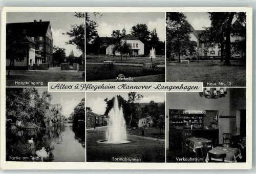 Langenhagen Alters- u. Pflegeheim Festhalle Verkaufsraum Springbrunnen Teich Schwäne