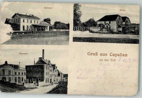 Kapellen 1919 Bahnhof Mühle Brauerei Feldpost
