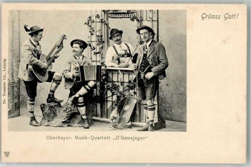 1900 Die Gamsjager Oberbayer. Musik Quartett Ziehharmonika Kontragitarre