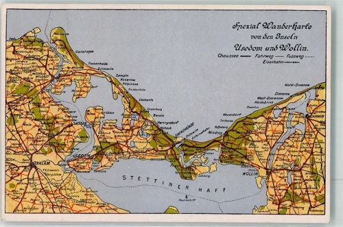 Swinemünde Spezial Wanderkarte v. d. Insel Usedom u. Wollin
