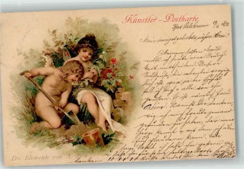 1899 Die Elemente Schaufel Garten sign A. Zick Nr 1512