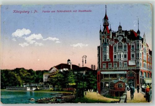 Königsberg 1915 am Schlossteich mit Stadthalle