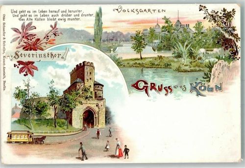 Köln Stadt Pferdestraßenbahn Volksgarten Severinstor