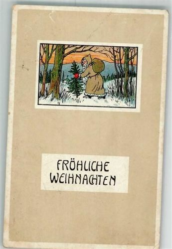 1915 Winterlandschaft Tannenbaum Weihnachten