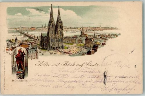 Köln Altstadt-Nord 103 1902 Dom Denkmal St. Cristoforus Blick auf Deutz