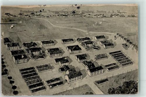 72510 W7488 Heuberg , Truppenübungsplatz 1913 Gebrauchsspuren Vogelschau des Barackenlagers