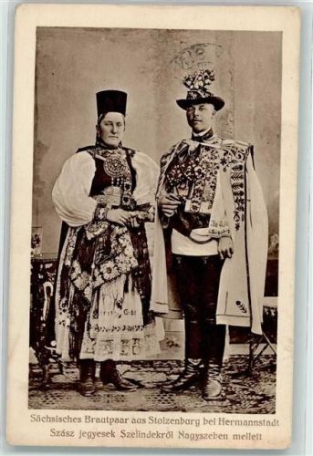 Hermannstadt 1917 Sächsisches Brautpaar aus Stolzenburg Tracht