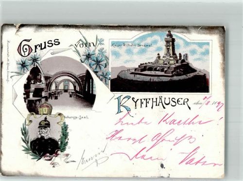Kyffhäuserdenkmal 1897 Lithographie Kaiser-Wilhelm-Denkmal Barbarossa-Saal